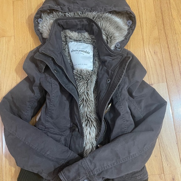 VINTAGE Abercrombie brown fur lined jacket - Picture 1 of 4